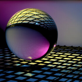 Glass ball lies on keyboard